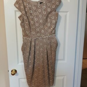 Elegant Beige Lace Dress